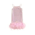 thumbnail image 1 of BemeyourBBs Little Girl Sequined Dress Sparkle Feather Hem Slim Cami Party Dress, 1 of 9