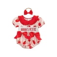 thumbnail image 1 of BemeyourBBs Mama's Besite Baby Girl Clothes Summer Smocked Bubble Romper Strawberry Outfit Short Sleeve Doll Collar Letter Embroidery Bodysuit Newborn Playsuit, 1 of 9