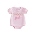 thumbnail image 1 of BemeyourBBs Mama's Girl Daddy's Girl Baby Girl Summer Clothes Infant Baby Girl Mothers Day Fathers Day Outfit Bubble Romper Casual Letter Embroidery Doll Collar Short Sleeve Bodysuit Jumpsuit, 1 of 9