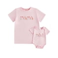 thumbnail image 1 of BemeyourBBs Mommy and Me Matching Shirt Mom and Daught Matching Outfit Women Girl Mothers Day Clothes Short Sleeve Floral Letters Print Top, 1 of 10