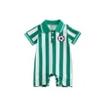 thumbnail image 1 of BemeyourBBs Newborn Baby Baby Football Outfit Infant Baby Boys Summer Fall Clothes Football Romper 0 3 6 12 18 Months Striped Soccer Print Short Sleeve Half Button-up Collared Jumpsuit Playsuit, 1 of 9