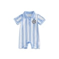 thumbnail image 1 of BemeyourBBs Newborn Baby Baby Football Outfit Infant Baby Boys Summer Fall Clothes Football Romper 0 3 6 12 18 Months Striped Soccer Print Short Sleeve Half Button-up Collared Jumpsuit Playsuit, 1 of 9