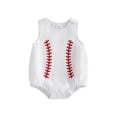 thumbnail image 1 of BemeyourBBs Newborn Baby Boy Baseball Outfits Summer Romper Overalls Clothes Baseball Embroidered Loose Fit Crew Neck Sleeveless Infant Jumpsuit Playsuit, 1 of 9
