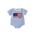 thumbnail image 1 of BemeyourBBs Newborn Baby Boy Girl 4th of July Outfit Infant Baby Independent Day Patriot Clothes Waffled Bubble Romper Stripe America Flag Short Sleeve Bodysuit Baby Boy Girl Summer Clothes, 1 of 9