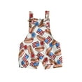 thumbnail image 1 of BemeyourBBs Newborn Baby Boy Girl 4th of July Outfit Patriot Independent Day Clothes Cute One Piece Romper Overall Shorts Sleeveless Knotted Printed Jumpsuit Playsuit Fourth of July Summer Clothes, 1 of 7