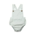 thumbnail image 1 of BemeyourBBs Newborn Baby Boy Girl Bubble Romper Unisex Striped Solid Color Button Jumpsuit Sleeveless Backless Overalls Outfits Toddler Baby Summer Fall Clothes, 1 of 7