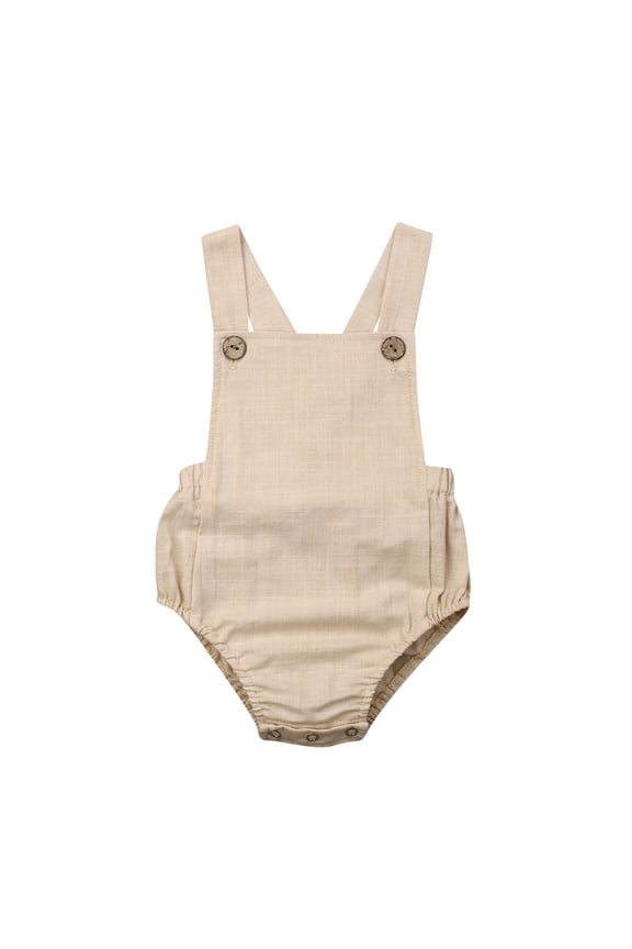 Newborn Baby Boy Girl Bubble Romper Unisex Striped Solid Color Button Jumpsuit Sleeveless Backless Overalls Outfits Toddler Baby Summer Fall Clothes