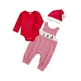 thumbnail image 1 of BemeyourBBs Newborn Baby Boy Girl Christmas Outfit Romper Plaid Gingerbread Man Snowmen Santa Overall Pants Hat Set Cute Infant Xmas Clothes, 1 of 7
