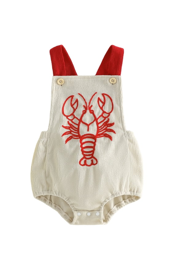 Newborn Baby Boy Girl Lobster Outfits Crayfish Bubble Romper Overalls Cute Infant Baby Summer Clothes Sleeveless Bodysuit One Piece Jumpsuit