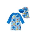 thumbnail image 1 of BemeyourBBs Newborn Baby Boy Girl One Piece Swimsuit With Sun Hat Infant Bathing Suit Rash Guard Sea Animal Octopus Print Long Sleeve Zipper Swimwear Summer Beachwear, 1 of 9