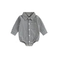 thumbnail image 1 of BemeyourBBs Newborn Baby Boy Girl Plaid Gingham Bubble Romper Shirt Infant Baby Boys Spring Summer Fall Winter Clothes Lapel Neck Long Sleeve Button Down Dress Shirt Romper Bodysuit, 1 of 9