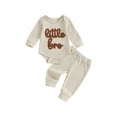 thumbnail image 1 of BemeyourBBs Newborn Baby Boy Little Brother Outfit Hospital Coming Home Outfits Waffled Knit Little Bro Letter Embroidery Long Sleeve Romper Long Pants Set 2Pcs Infant Boy Clothes, 1 of 9