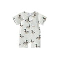 thumbnail image 1 of BemeyourBBs Newborn Baby Boy Mallard Duck Outfit Infant Baby Boys Summer Clothes Romper Shors Short Sleeve Duck Cattle Print Jumpsuit with Chest Pocket One Piece Playsuit, 1 of 9