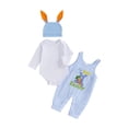 thumbnail image 1 of BemeyourBBs Newborn Baby Boy My First Easter Outfit Long Sleeve Romper Bunny Embroidery Plaid Overalls Jumpsuit Rabbit Ears Hat 3 Piece Spring Set, 1 of 9