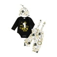 thumbnail image 1 of BemeyourBBs Newborn Baby Boy My First New Year Outfit Letters Print Romper with Firework Overall Pants Hat Fall Winter Spring Clothes, 1 of 9