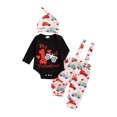 thumbnail image 1 of BemeyourBBs Newborn Baby Boy My First Valentines Day Outfit Romper Heart Suspender Pants and Cap 3 Pcs Set Cute Infant Spring Clothes, 1 of 9