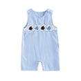 thumbnail image 1 of BemeyourBBs Newborn Baby Boy Summer Clothes Fishing Outfit Smocked Gingham Romper Overalls Shorts 0 3 6 12 18 Months Marine Life Embroidered Sleeveless One Piece Plaid Casual Jumpsuit, 1 of 9