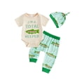 thumbnail image 1 of BemeyourBBs Newborn Baby Boys Fishing Outfit Cute Infant Boy Summer Clothes Short Sleeve Letter Fish Embroidery Jumpsuit Romper and Pants Set Hat, 1 of 9