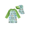 thumbnail image 1 of BemeyourBBs Newborn Baby Boys Girls One Piece Swimsuit with Hat Infant Bathing Suit UPF 50+ Rash Guard Zipper Swimwear Long Sleeve Fishing Duck Printed Summer Beachwear, 1 of 9