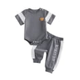 thumbnail image 1 of BemeyourBBs Newborn Baby Boys Spring Summer Fall Clothes Infant Baby Boy Mama's Boy Outfits Waffle Patchwork Bear Embroidered Short Sleeve Rompers Long Pants 2Pcs Clothes Set, 1 of 9