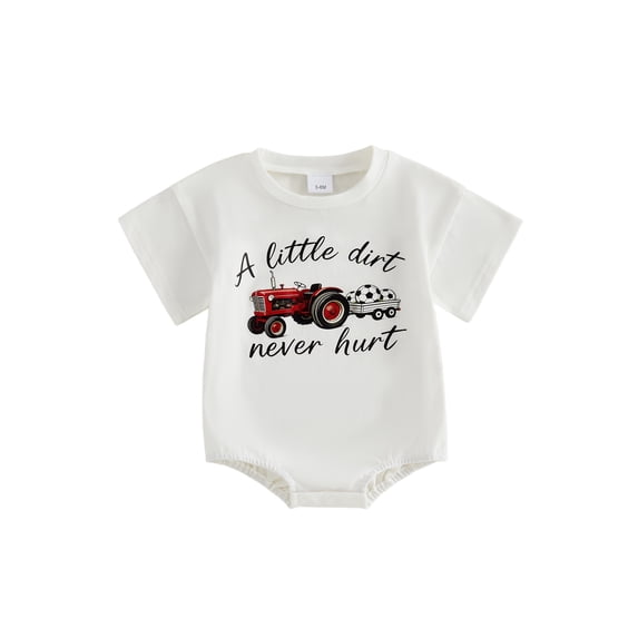 BemeyourBBs Newborn Baby Boys Summer Clothes Infant Baby Boys Football Outfit Bubble Romper Soccer in Tractor Print Short Sleeve Bodysuit Playsuit Jumpsuit