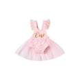 thumbnail image 1 of BemeyourBBs Newborn Baby First Birthday Outfit 1st Years Old Birthday Clothes Romper Dress with Mesh One Letter Print Little Princess Party Tulle Tutu Dress, 1 of 9