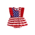 thumbnail image 1 of BemeyourBBs Newborn Baby Girl 4th of July Outfit Patriot Independent Day Clothes Summer Romper Dress Stars Stripes Print Ruffle Sleeves Bodysuit Dress Playsuit Baby Girl Fourth of July Outfit, 1 of 9