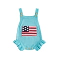 thumbnail image 1 of BemeyourBBs Newborn Baby Girl Boy 4th of July Outfit Independent Day Patriot Clothes Knit Sweater Romper Overalls Flag Sleeveless Bodysuit Jumpsuit Infant Baby Girl Boy Summer Clothes, 1 of 9