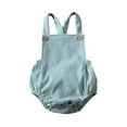 thumbnail image 1 of BemeyourBBs Newborn Baby Girl Boy Corduroy Romper Overalls Baby Summer Clothes Sleeveless Backless Cross Adjustable Strap Bodysuit Jumpsuit Infant Summer One-piece Outfit, 1 of 8
