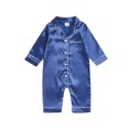 thumbnail image 1 of BemeyourBBs Newborn Baby Girl Boy Silk Satin Pajamas Rompers Kids Long Sleeve Button Down Pjs Infant One Piece Jumpsuit Loungewear Sleepwear, 1 of 10