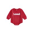 thumbnail image 1 of BemeyourBBs Newborn Baby Girl Boy Valentine Day Outfit Bubble Romper Loved Letter Embroidery Long Sleeve Bodysuit Fall Spring Clothes, 1 of 9