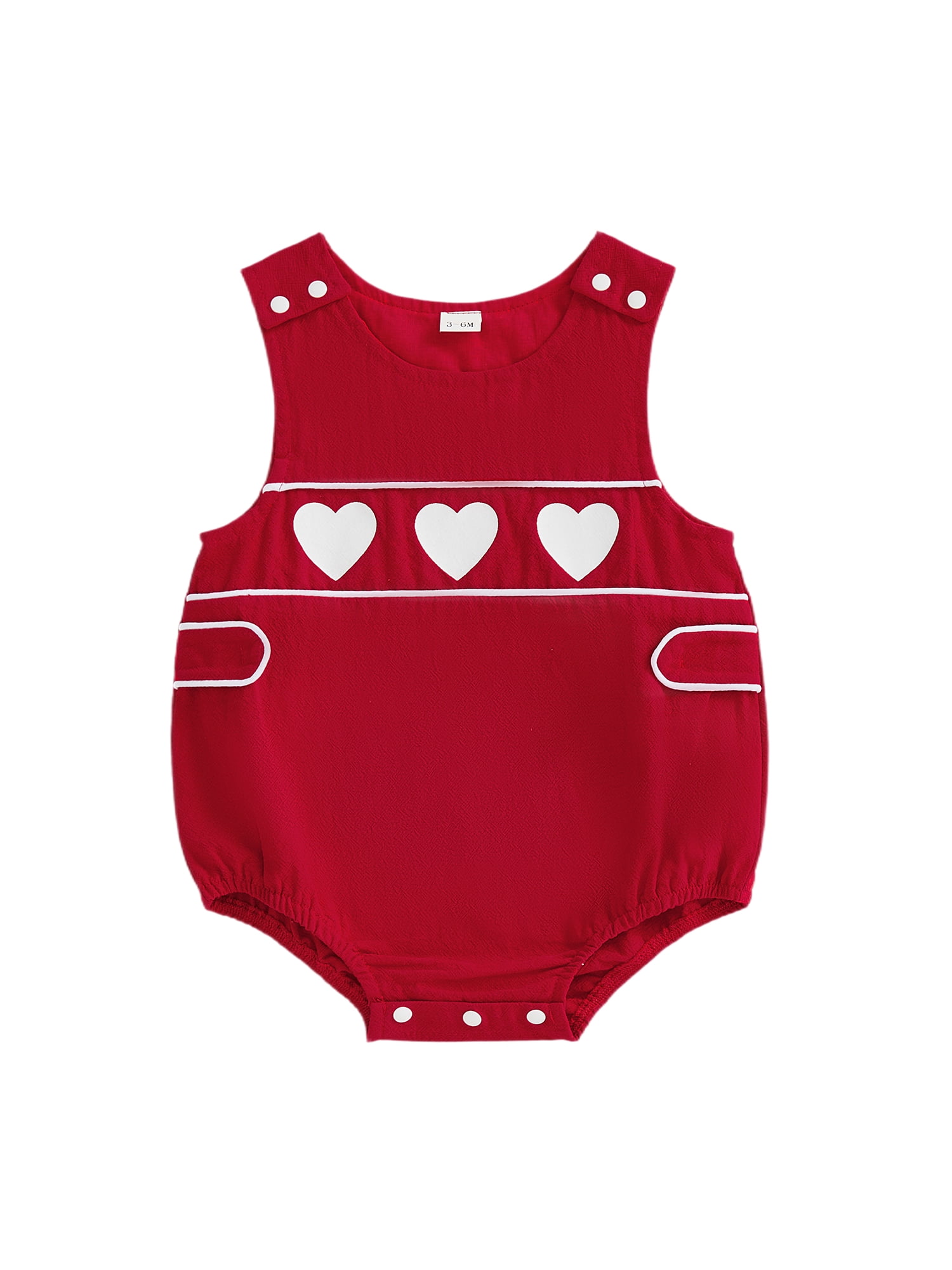 baby white red girl heart romper