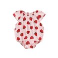 thumbnail image 1 of BemeyourBBs Newborn Baby Girl Bubble Romper Infant Baby Summer Clothes Loose Fit Strawberry Lemon Bow Print Crew Neck Flying Sleeve Bodysuit Jumpsuit Playsuit, 1 of 9