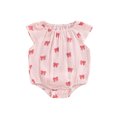 thumbnail image 1 of BemeyourBBs Newborn Baby Girl Bubble Romper Infant Baby Summer Clothes Loose Fit Strawberry Lemon Bow Print Crew Neck Flying Sleeve Bodysuit Jumpsuit Playsuit, 1 of 9