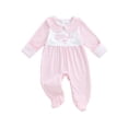 thumbnail image 1 of BemeyourBBs Newborn Baby Girl Little Sister Outfit Plaid Footied Romper Little Sis Bow Embroidery Long Sleeve Doll Collar Full Length Footed Jumpsuit Cute Infant Girls Spring Fall Winter Clothes, 1 of 9