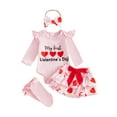 thumbnail image 1 of BemeyourBBs Newborn Baby Girl My First Valentines Day Outfit Newborn Spring Clothes Letters Romper Shorts Headband Socks 4Pcs Set, 1 of 9