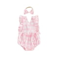 thumbnail image 1 of BemeyourBBs Newborn Baby Girl Summer Clothes Plaid Bubble Romper Cute Infant Girl Sleeveless Ruffle Jumpsuit Bodysuit Playsuit with Headband, 1 of 9