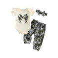 thumbnail image 1 of BemeyourBBs Newborn Baby Girls Hunting Clothes Infant Girl Spring Summer Fall Camouflage Outfits Bow Camo Bow Print Short Sleeve Romper Tops and Elastic Waist Pants Headband 2Pcs Set, 1 of 9