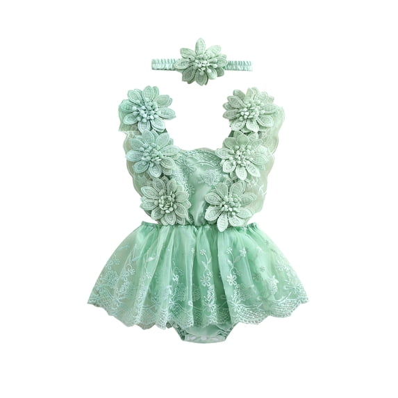 BemeyourBBs Newborn Baby Girls Lace Embroidery Romper Dress Toddler Baby Girls Birthday Outfit 1 2 Years Old Birthday Party Baptism Dress Fairy Tulle Tutu Dress Bodysuit Cake Smash Dresses Headband