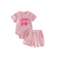 thumbnail image 1 of BemeyourBBs Newborn Baby Girls Little Sister Outfits Waffle Knit Little Sis Letters Letters Embroidery Short Sleeve Romper with Pockets Shorts Set 2Pcs Infant Baby Girl Summer Clothes, 1 of 9