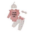 thumbnail image 1 of BemeyourBBs Newborn Baby Girls Outfit I'M My Daddy's Girl Letter Print Romper Floral Pants Set Headband Hat Spring Fall Winter Clothes, 1 of 9