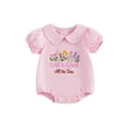 thumbnail image 1 of BemeyourBBs Newborn Baby Girls Summer Christening Clothes Infant Baby Girl God is Good All the Time Outfit Bubble Rompers Letter Flower Embroidery Doll Collar Short Sleeve Bodysuits Jumpsuits, 1 of 9