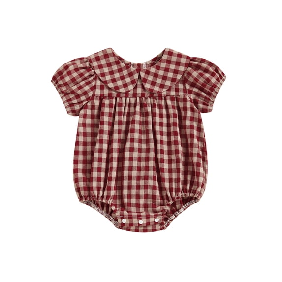 BemeyourBBs Newborn Baby Girls Summer Clothes Bubble Romper Outfit Puff Short Sleeve Peter Pan Doll Collar Bodysuit Jumpsuit Playsuit