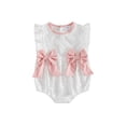thumbnail image 1 of BemeyourBBs Newborn Baby Girls Summer Clothes Jacquard Bubble Romper Bow Decorated Ruffle Sleeveless Crew Neck Bodysuit Playsuit, 1 of 9