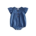 thumbnail image 1 of BemeyourBBs Newborn Baby Girls Summer Clothes Western Baby Girl Cowgirl Outfit Denim Romper Flying Short Sleeve Crew Neck Short Sleeve Bodysuit Jumpsuit, 1 of 9