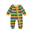 thumbnail image 1 of BemeyourBBs Newborn Baby Mardi Gras Carnival Outfits Stripe Footed Romper Long Sleeve Zip Up Round Neck Footed Jumpsuit, 1 of 9