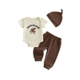 thumbnail image 1 of BemeyourBBs Newborn Coming Home Outfit Baby Boy Summer Clothes New to the Farm Outfit Letter Tractor Cow Embroidered Crew Neck Short Sleeve Romper Pants Cap 3 Pcs Set, 1 of 9