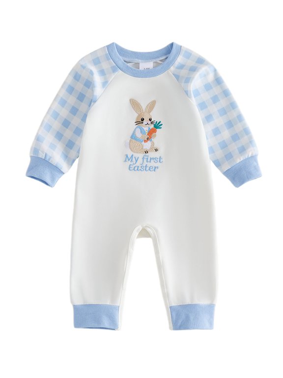 Newborn My First Easter Baby Boy Girl Easter Outfit Cute Bunny Romper Long Sleeve Rabbit FullLength Jumpsuit Fall Winter Spring Clothes