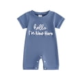 thumbnail image 1 of BemeyourBBs Preemie Baby Boys Summer Clothes Baby Boy Newborn Hospital Going Home Outfit Waffled Romper I'm New Here Letter Embroidery Short Sleeve Jumpsuit Playsuit Shorts, 1 of 9