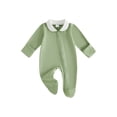 thumbnail image 1 of BemeyourBBs Preemie Newborn Baby Boy Girl Spring Summer Fall Winter Clothes Footed Romper One Piece Outfit Soft Long Sleeve Peter Pan Doll Collar Full Zipper Footie Jumpsuit, 1 of 9